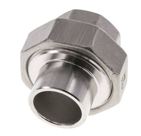 Union Straight Connector Rp3/8'' Female x 17.2mm Weld End Stainless Steel Flat Seal PTFE 150bar (2107.5psi)