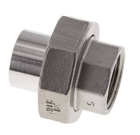 Union Straight Connector Rp3/8'' Female x 17.2mm Weld End Stainless Steel Flat Seal PTFE 150bar (2107.5psi)