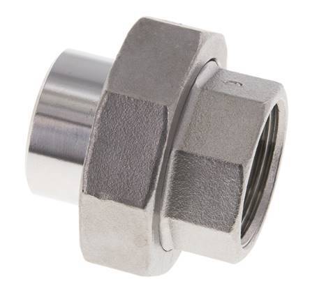 Union Straight Connector Rp1'' Female x 33.7mm Weld End Stainless Steel Flat Seal PTFE 150bar (2107.5psi)