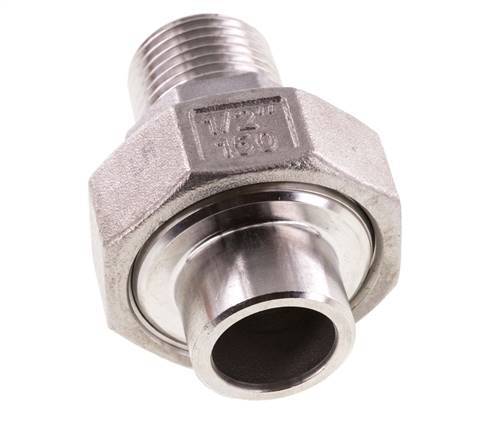Union Straight Connector R1/2'' Male x 21.3mm Weld End Stainless Steel Conical Seal 16bar (224.8psi)