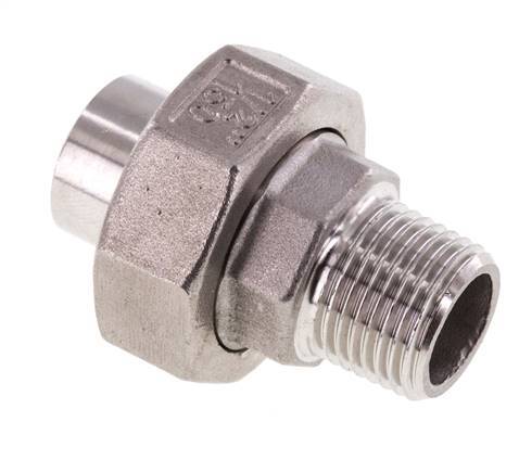 Union Straight Connector R1/2'' Male x 21.3mm Weld End Stainless Steel Conical Seal 16bar (224.8psi)