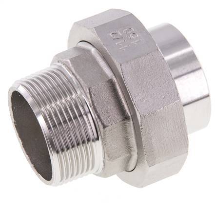 Thread Connectors R 1 2 Union Straight Connector R1 1/2'' Male x 48.3mm Weld End Stainless Ste ...
