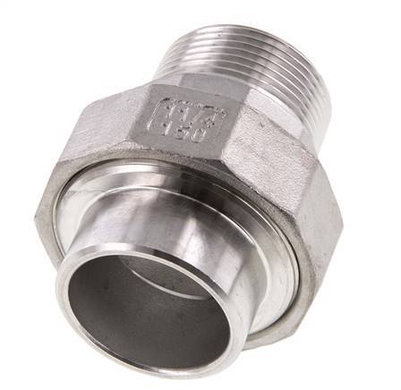Union Straight Connector R1 1/4'' Male x 42.4mm Weld End Stainless Steel Conical Seal 16bar (224.8psi)