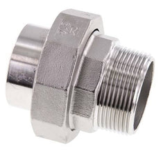 Union Straight Connector R1 1/2'' Male x 48.3mm Weld End Stainless Steel Flat Seal PTFE 16bar (224.8psi)
