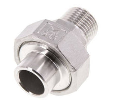 Union Straight Connector R1/2'' Male x 21.3mm Weld End Stainless Steel Flat Seal PTFE 16bar (224.8psi)