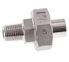 Union Straight Connector R1/4'' Male x 13.5mm Weld End Stainless Steel Flat Seal PTFE 16bar (224.8psi)