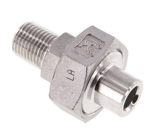 Union Straight Connector R1/4'' Male x 13.5mm Weld End Stainless Steel Flat Seal PTFE 16bar (224.8psi)