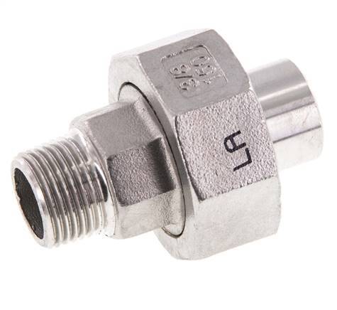 Union Straight Connector R3/8'' Male x 17.2mm Weld End Stainless Steel Flat Seal PTFE 16bar (224.8psi)