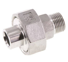 Union Straight Connector R3/8'' Male x 17.2mm Weld End Stainless Steel Flat Seal PTFE 16bar (224.8psi)