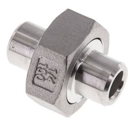 Union Straight Connector 13.5mm Weld End Stainless Steel Conical Seal 16bar (224.8psi)