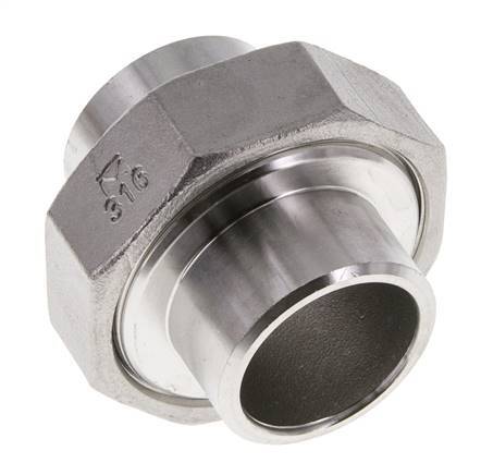 Union Straight Connector 33.7mm Weld End Stainless Steel Conical Seal 16bar (224.8psi)