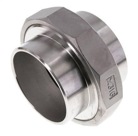 Union Straight Connector 88.9mm Weld End Stainless Steel Conical Seal 16bar (224.8psi)