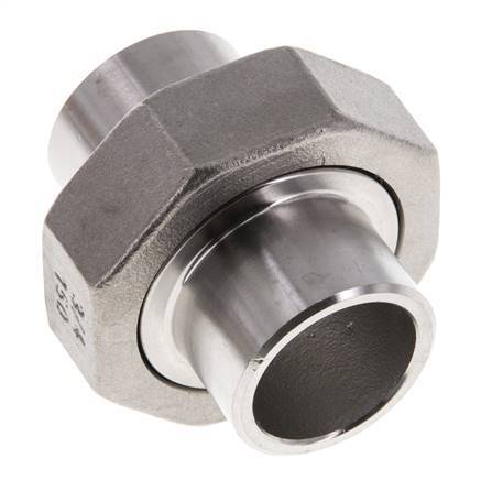 Union Straight Connector 26.9mm Weld End Stainless Steel Conical Seal 16bar (224.8psi)