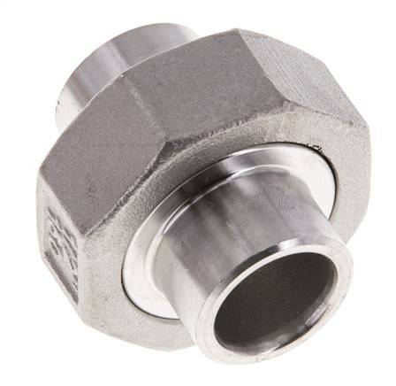 Union Straight Connector 21.3mm Weld End Stainless Steel Conical Seal 16bar (224.8psi)