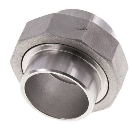 Union Straight Connector 48.3mm Weld End Stainless Steel Conical Seal 16bar (224.8psi)