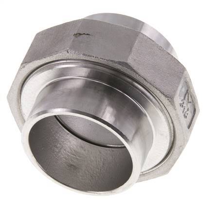 Union Straight Connector 48.3mm Weld End Stainless Steel Conical Seal 16bar (224.8psi)