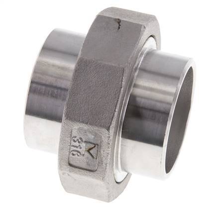 Union Straight Connector 48.3mm Weld End Stainless Steel Conical Seal 16bar (224.8psi)