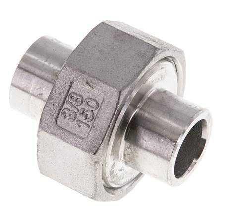 Union Straight Connector 17.2mm Weld End Stainless Steel Conical Seal 16bar (224.8psi)
