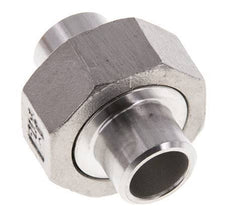 Union Straight Connector 17.2mm Weld End Stainless Steel Flat Seal PTFE 16bar (224.8psi)