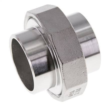 Union Straight Connector 48.3mm Weld End Stainless Steel Flat Seal PTFE 16bar (224.8psi)