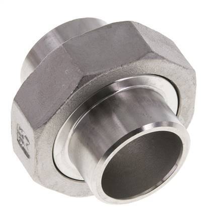 Union Straight Connector 33.7mm Weld End Stainless Steel Flat Seal PTFE 16bar (224.8psi)