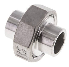 Union Straight Connector 21.3mm Weld End Stainless Steel Flat Seal PTFE 16bar (224.8psi)