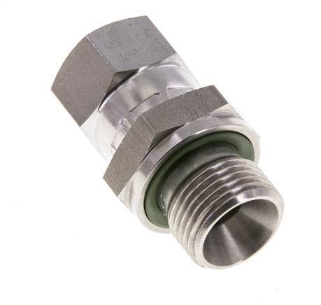 JIC Reducing Nipple UNF 9/16''-18 Female x G3/8'' Male Adjustable Stainless Steel 275bar (3863.75psi)