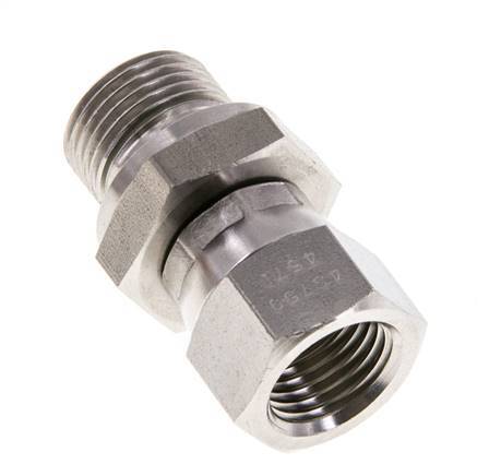 JIC Reducing Nipple UNF 9/16''-18 Female x G3/8'' Male Adjustable Stainless Steel 275bar (3863.75psi)