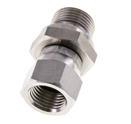 JIC Reducing Nipple UNF 9/16''-18 Female x G3/8'' Male Adjustable Stainless Steel 275bar (3863.75psi)