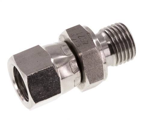 JIC Reducing Nipple UNF 1/2''-20 Female x G1/4'' Male Adjustable Stainless Steel 275bar (3863.75psi)