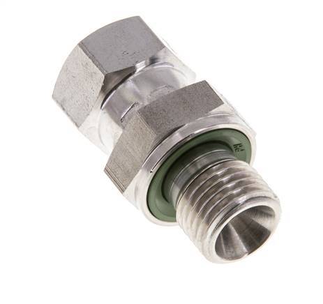 JIC Reducing Nipple UNF 7/16''-20 Female x G1/4'' Male Adjustable Stainless Steel 310bar (4355.5psi)