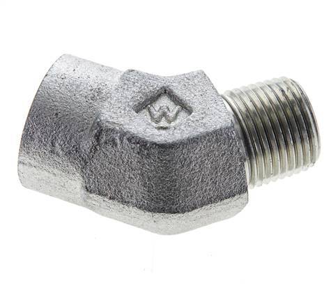 45deg Angled Fitting 3/8'' NPT Male x Female Steel 210bar (2950.5psi)