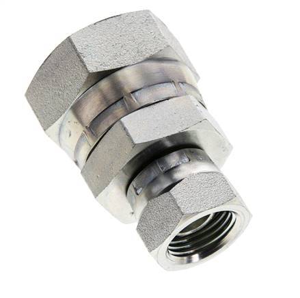 Reducing Straight Connector G1/2'' x G1'' Female High Pressure Steel 60° Cone 150bar (2107.5psi) Hydraulic