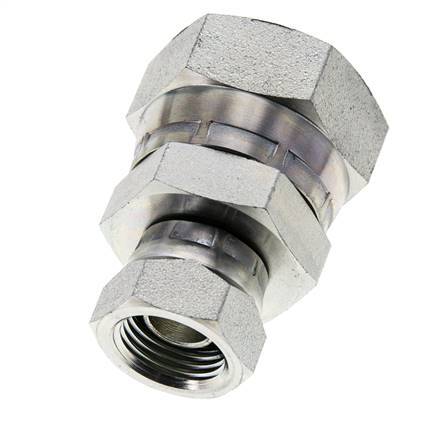 Reducing Straight Connector G1/2'' x G1'' Female High Pressure Steel 60° Cone 150bar (2107.5psi) Hydraulic