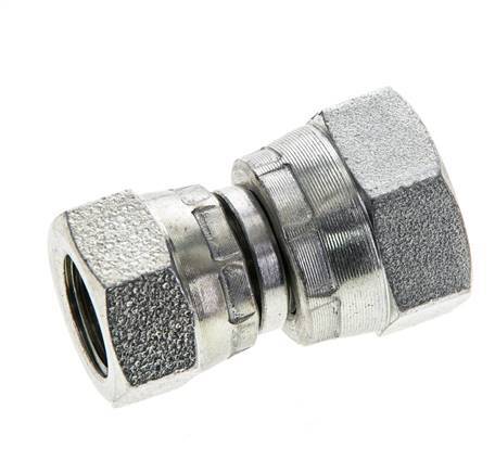 Reducing Straight Connector G1/4'' x G3/8'' Female High Pressure Steel 60° Cone 425bar (5971.25psi) Hydraulic