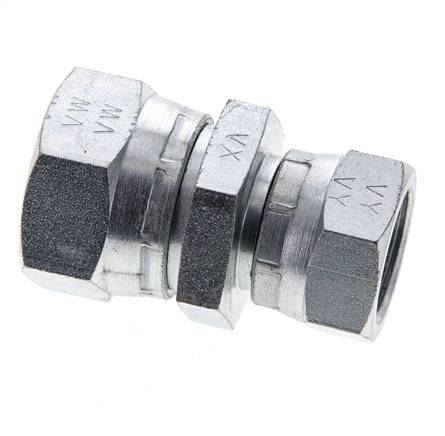 Reducing Straight Connector G1/2'' x G3/4'' Female High Pressure Steel 60° Cone 175bar (2458.75psi) Hydraulic