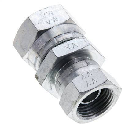 Reducing Straight Connector G1/2'' x G3/4'' Female High Pressure Steel 60° Cone 175bar (2458.75psi) Hydraulic