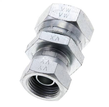 Reducing Straight Connector G1/2'' x G3/4'' Female High Pressure Steel 60° Cone 175bar (2458.75psi) Hydraulic