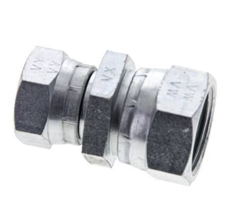 Reducing Straight Connector G1/2'' x G3/4'' Female High Pressure Steel 60° Cone 175bar (2458.75psi) Hydraulic