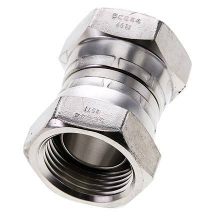 Reducing Straight Connector G1'' Female High Pressure Stainless Steel 60° Cone 150bar (2107.5psi) Hydraulic