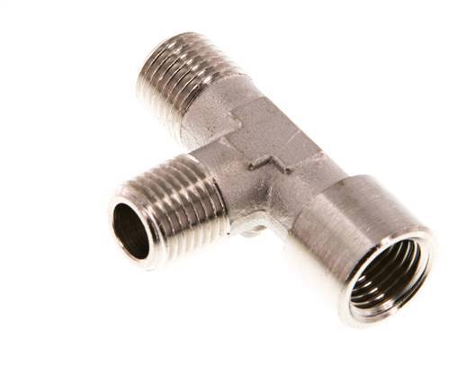 Tee Fitting Right Angle R1/4'' Male x G1/4'' Female Nickel-plated Brass 16bar (224.8psi) [2 Pieces]