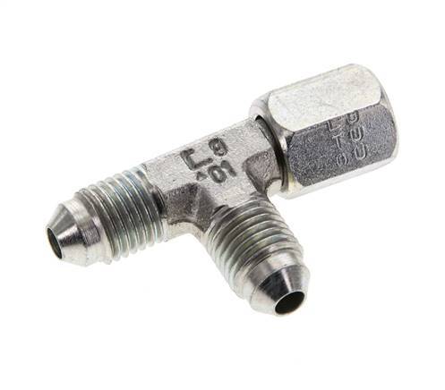JIC Tee Fitting UNF 7/16''-20 Female x Male Steel 350bar (4917.5psi)
