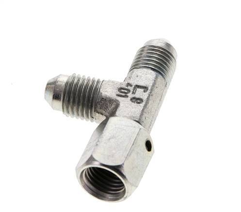 JIC Tee Fitting UNF 7/16''-20 Female x Male Steel 350bar (4917.5psi)