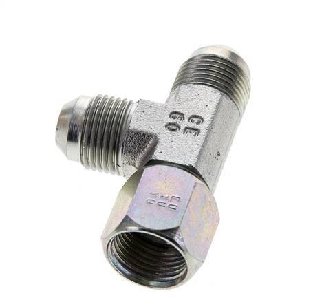 JIC Tee Fitting UNF 3/4''-16 Female x Male Steel 350bar (4917.5psi)