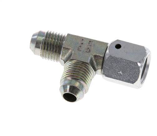 JIC Tee Fitting UNF 1/2''-20 Female x Male Steel 350bar (4917.5psi)