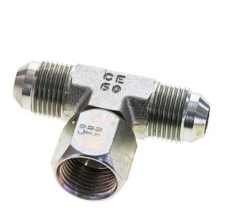 JIC Tee Fitting UNF 3/4''-16 Male x Female Steel 350bar (4917.5psi)