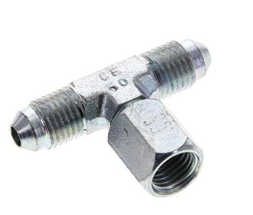 JIC Tee Fitting UNF 7/16''-20 Male x Female Steel 350bar (4917.5psi)