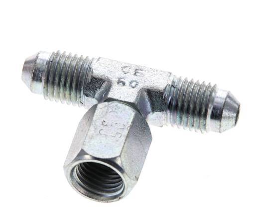 JIC Tee Fitting UNF 7/16''-20 Male x Female Steel 350bar (4917.5psi)
