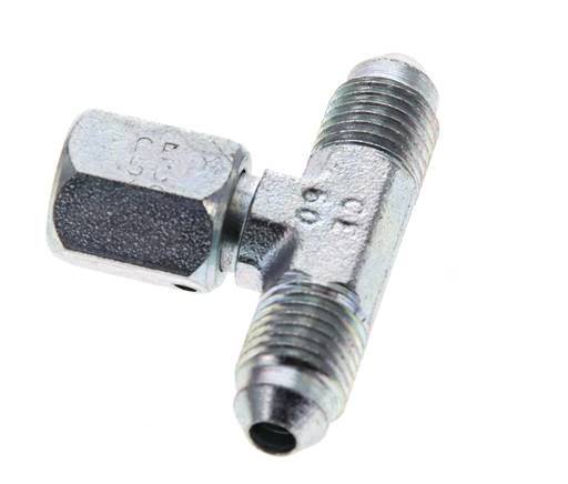 JIC Tee Fitting UNF 7/16''-20 Male x Female Steel 350bar (4917.5psi)