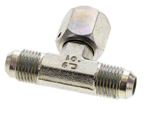 JIC Tee Fitting UNF 9/16''-18 Male x Female Steel 350bar (4917.5psi)